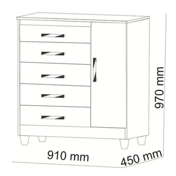 Comoda Cajonera con Puerta Flex Line Blanco - Imagen 2