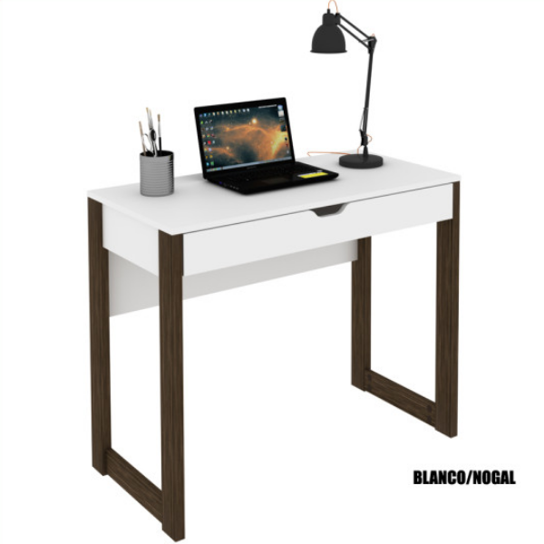 Escritorio con Cajon - 2005 Blanco/Nogal
