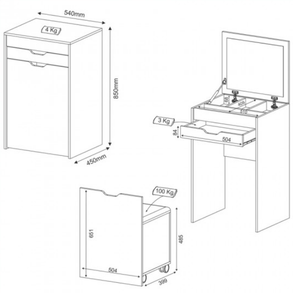 Dresoire Compacto con Banco 2007 Rosa - Imagen 4