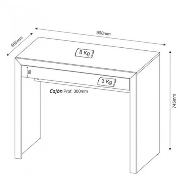 Escritorio Compacto con Cajon 4107 Blanco - Imagen 2