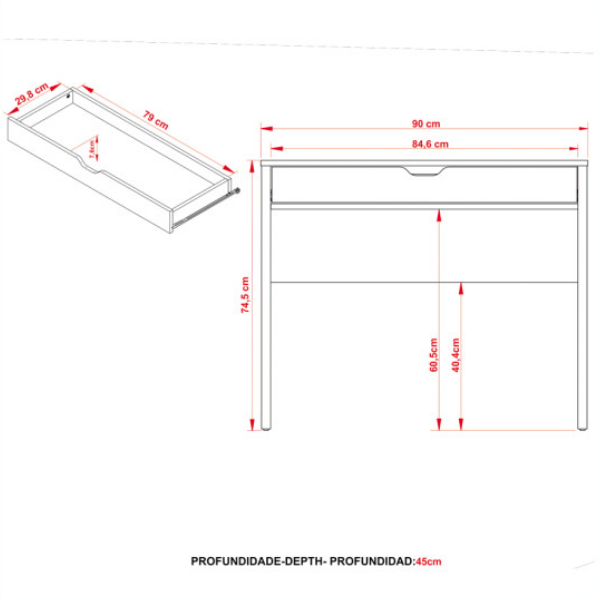 Escritorio con Cajon - 2005 Blanco/Nogal - Imagen 5