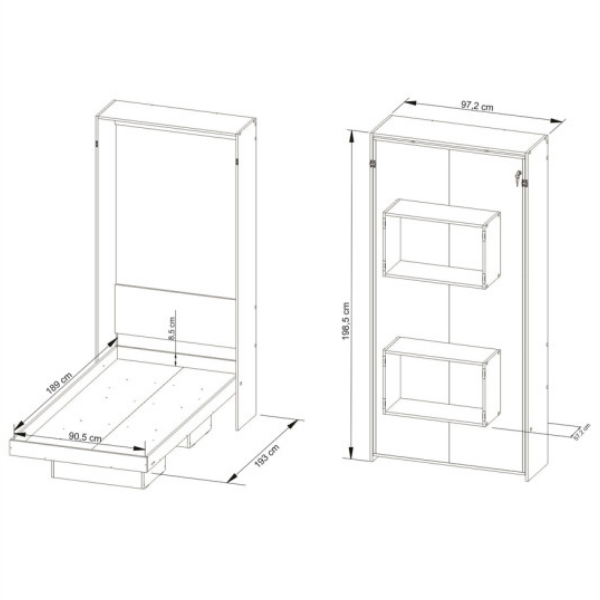 Cama Rebatible de Pared 1 Plaza 8015 Almendra - Imagen 3