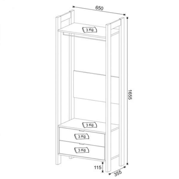 Repisa Abierta Cajones – Blanco Nogal - Imagen 4
