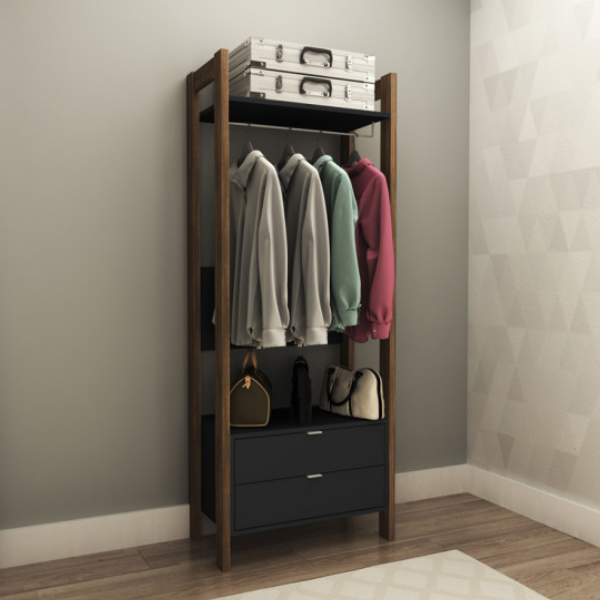 Repisa Abierta Cajones – Negro Nogal AZ1029 - Imagen 2