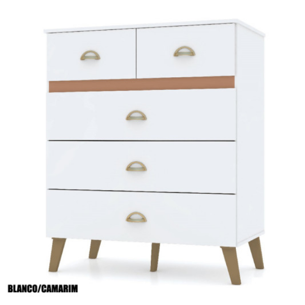 Comoda 5 Cajones – Ibiza Blanco Camarim