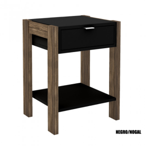 Mesa de Luz Minimalista Negro Nogal