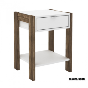 Mesa de Luz Minimalista Blanco Nogal