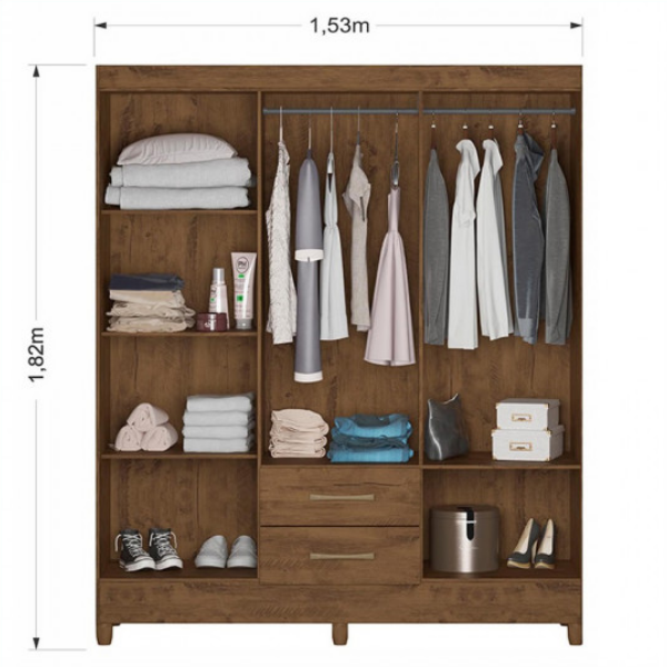 Placard 6 Puertas 2 Cajones Panama Castaño - Imagen 2