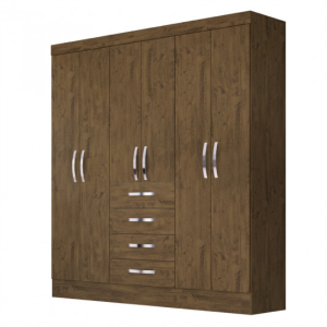 Placard 6 Puertas 4 Cajones Avai Castaño