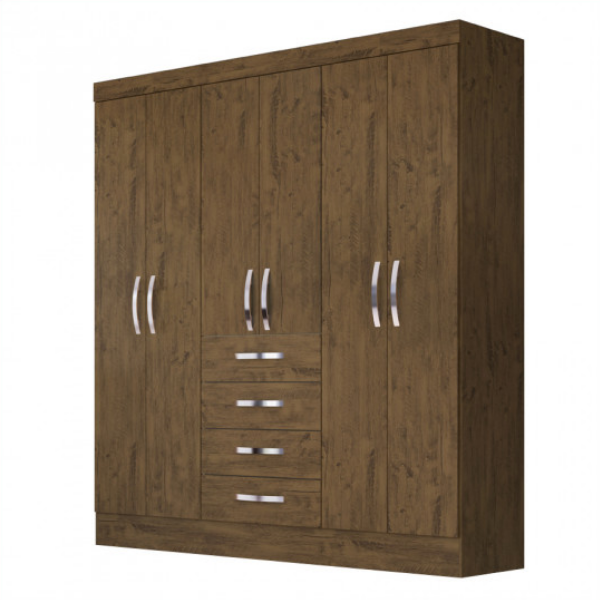 Placard 6 Puertas 4 Cajones Avai Castaño