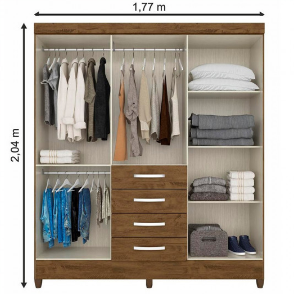 Placard 6 Puertas 4 Cajones Avai Castaño - Imagen 4