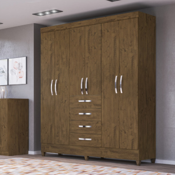 Placard 6 Puertas 4 Cajones Avai Castaño - Imagen 3