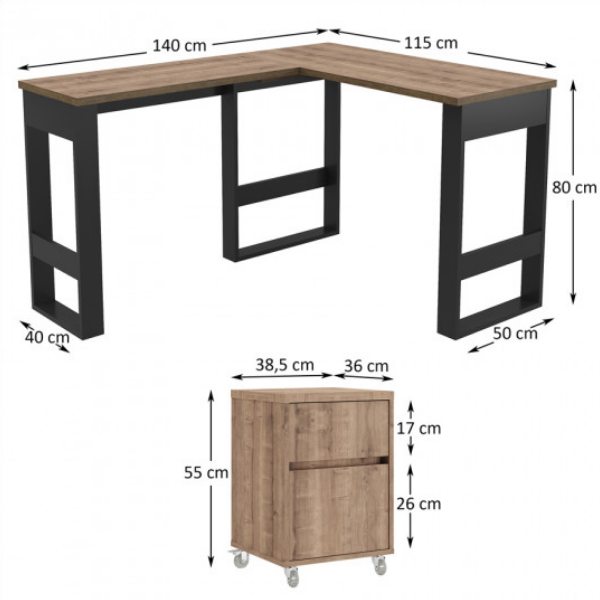 Escritorio Esquinero y Cajonera Movil - M103 - Imagen 4