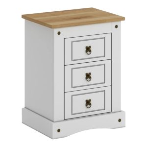 Mesa de luz 3 Cajones Línea Mexicana MEX036 Blanco