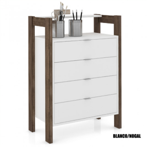 Cajonera 4 Cajones Minimalista – 1012 Blanco Nogal
