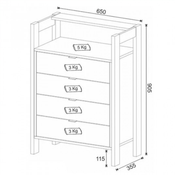 Cajonera 4 Cajones Minimalista – 1012 Blanco Almendra - Imagen 3