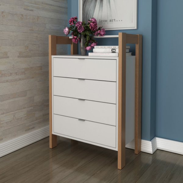 Cajonera 4 Cajones Minimalista – 1012 Blanco Almendra - Imagen 2