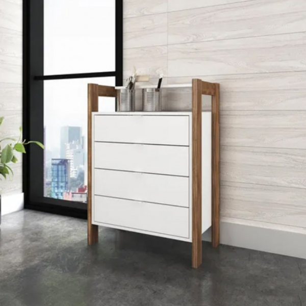 Cajonera 4 Cajones Minimalista – 1012 Blanco Nogal - Imagen 2