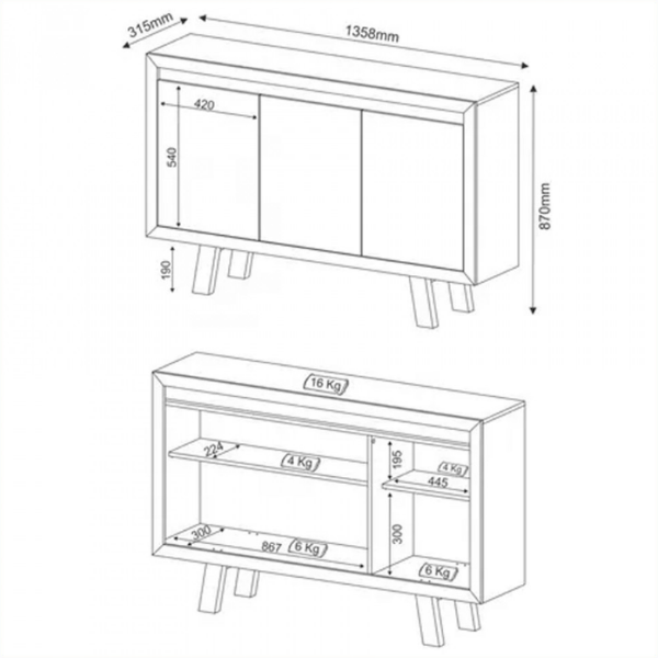 Armario Aparador 3 Puertas – 4120 Amendoa - Imagen 3