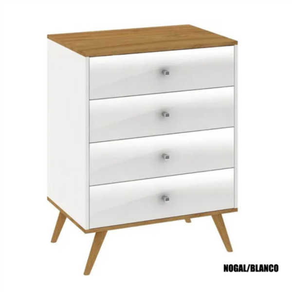 Comoda 4 Cajones Retro - RC04 Nogal Blanco