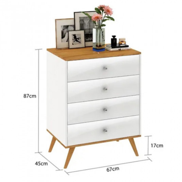 Comoda 4 Cajones Retro - RC04 Nogal Blanco - Imagen 3