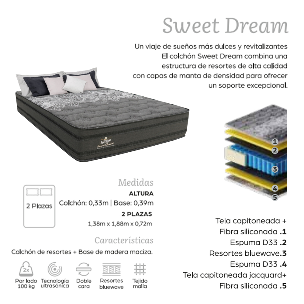 Sommier 2 Plazas Sweet Dream - Imagen 2