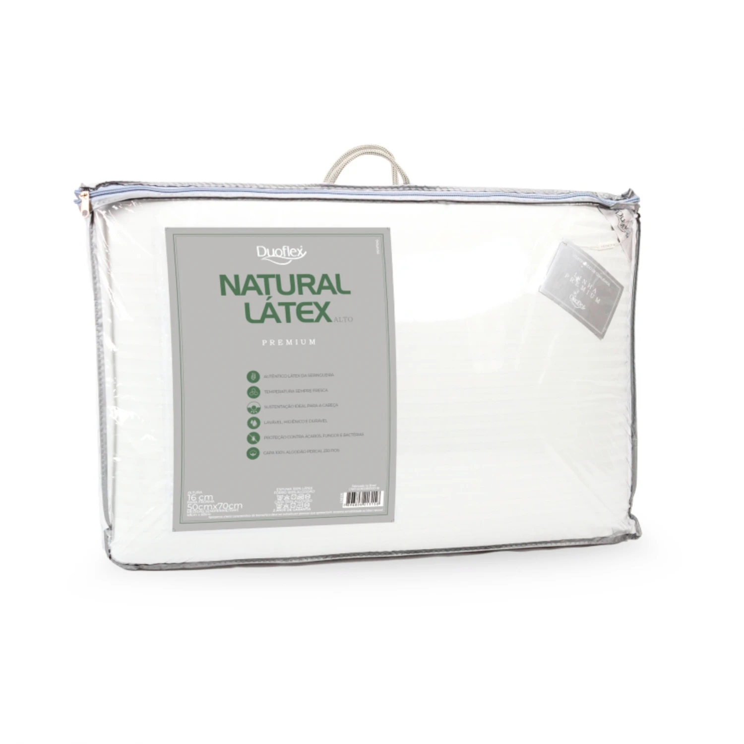 Almohada Natural Alto Premium Duoflex - Latex Ln1125 Premium Blanco