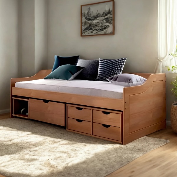 Cama Floro Con Cajones 90x190 Amendoa 337 Linea Funcional - Imagen 2