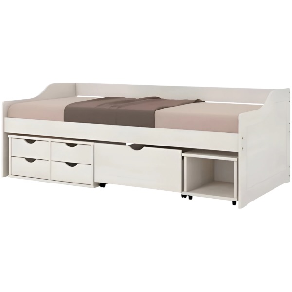 Cama Floro Con Cajones 90x190 Blanco 338 Linea Funcional