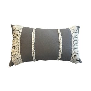 Almohadon con Trenzas y Flecos 50x30cm Gris 473178