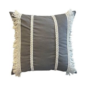 Almohadon con Trenzas y Flecos 45x45cm Gris 473177