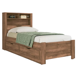 Cama 1 Plaza Con 2 Cajones Y Estanteria Invicta