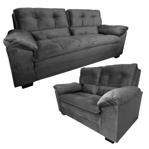 Juego De Living Premium 3+2 Cuerpos Tela Gris