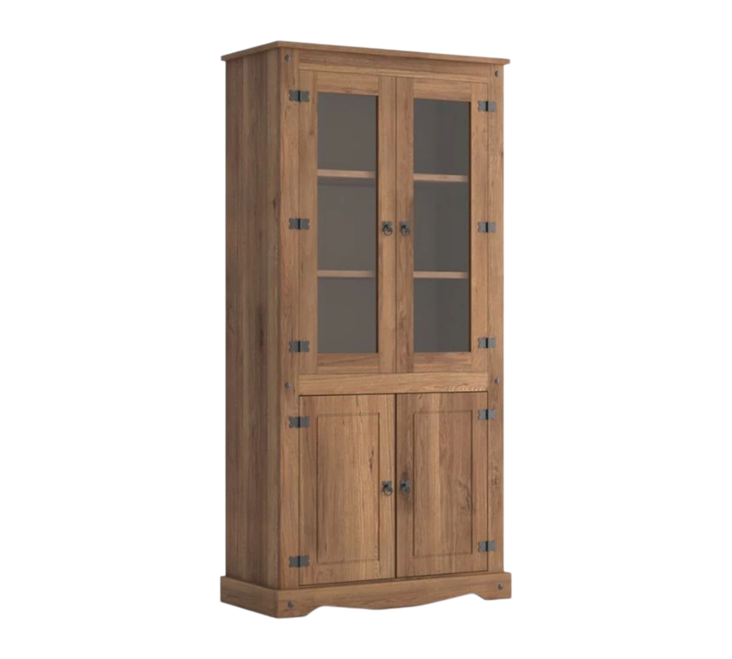 Biblioteca con Cristalero Línea Mexicana MEX056 Nogal