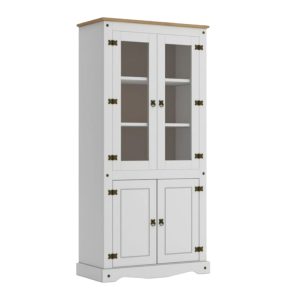 Biblioteca con Cristalero Línea Mexicana MEX056 Blanco