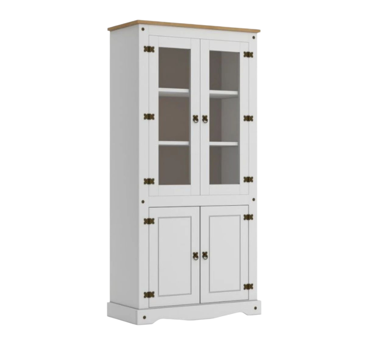 Biblioteca con Cristalero Línea Mexicana MEX056 Blanco