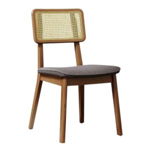 Silla de Comedor Classic Tela Lino Gris/Rattan 442