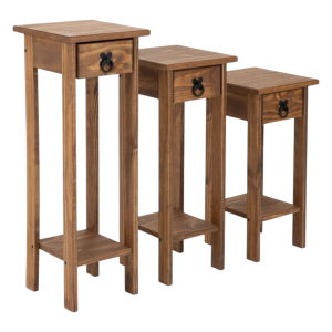 Conjunto Set De Mesas Línea Mexicana MEX019 Nogal