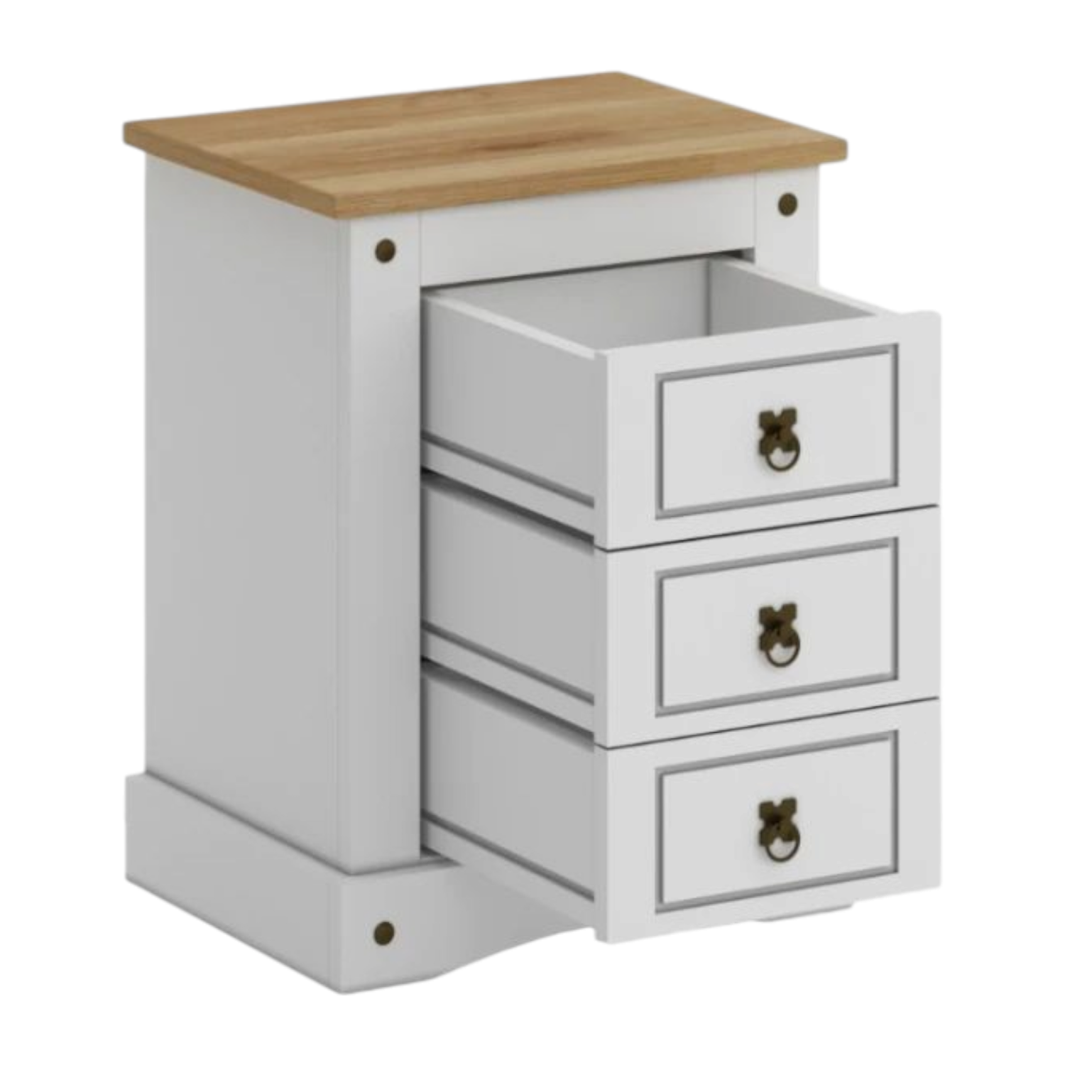 Mesa de luz 3 Cajones Línea Mexicana MEX036 Blanco - Imagen 2