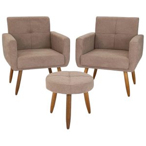 Dos Poltronas Havana + Puff Marrón