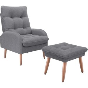 Poltrona + Puff Nantes Gris