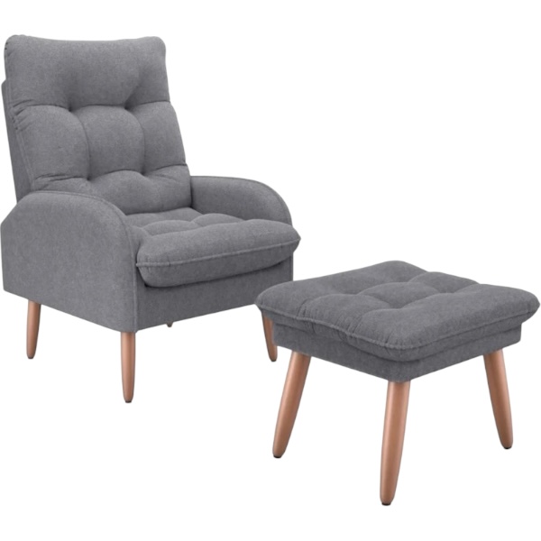 Poltrona + Puff Nantes Gris