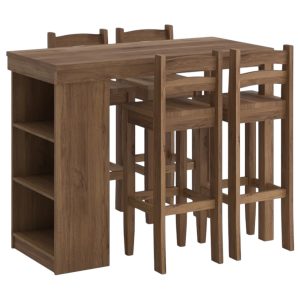 Desayunador 4 Bancos Linea Mexicana Mex038 Nogal