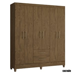 Placard 6 Puertas 2 Cajones Panama Castaño