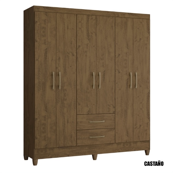 Placard 6 Puertas 2 Cajones Panama Castaño