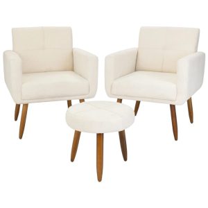 Dos Poltronas Havana + Puff Beige