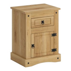 Mesa de Luz 1 Puerta 1 Cajón Línea Mexicana - MEX034 natural