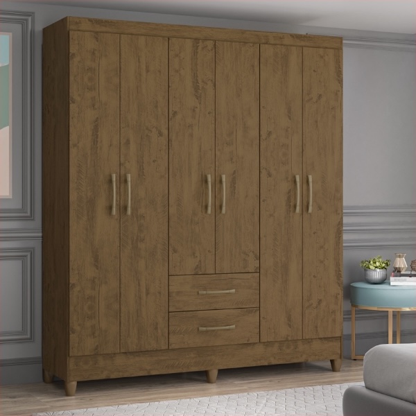 Placard 6 Puertas 2 Cajones Panama Castaño - Imagen 3