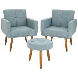 Dos Poltronas Havana + Puff Celeste