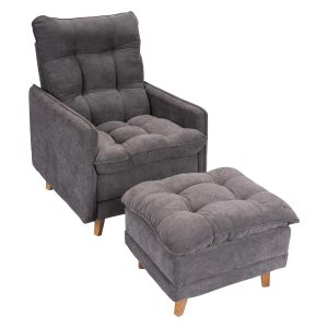 Poltrona Reclinable con Puff Montreal Gris